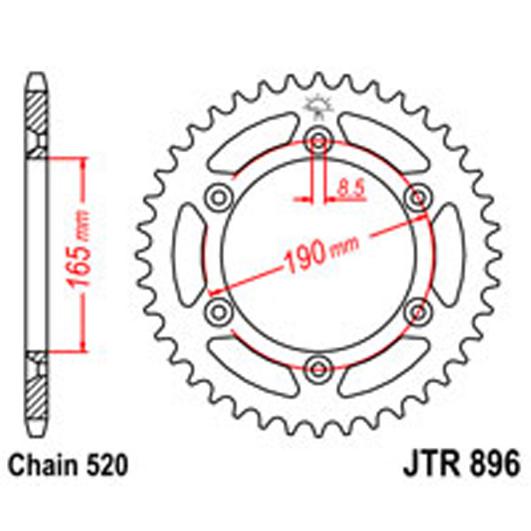 JT JT Rear Sprockets R/W 896-52 Husqvarna/KTM